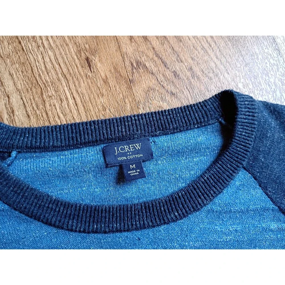 J.Crew Blue Raglan Sweater 100% Cotton M